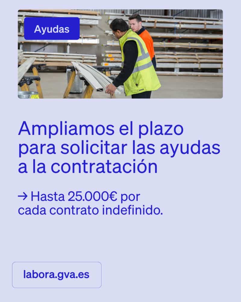 Ayudas de LABORA de hasta 25.000 euros para la contratación indefinida